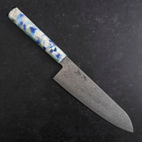 Santoku VG-10 Damascus Ocean Blue-White Mix Handle 165mm (6.5”)-[Musashi]-[Japan-Küchenmesser]