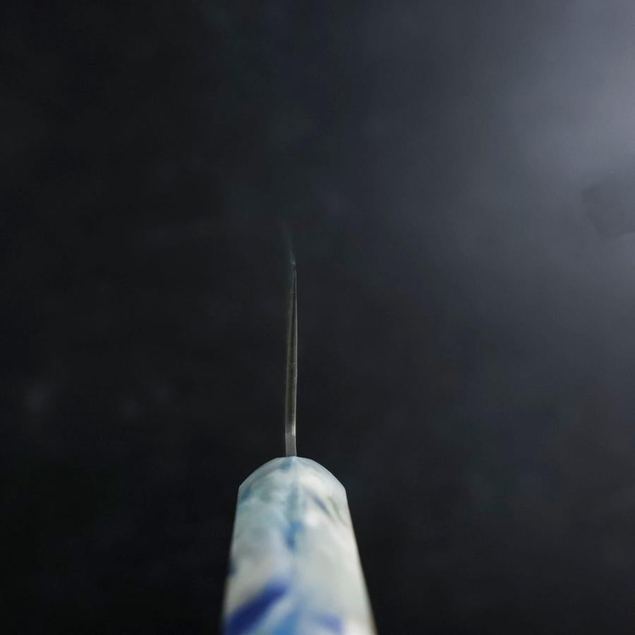 Santoku VG-10 Damast Blau-Weißer-Mix Ozeanplastik Griff 165mm-[Musashi]-[Japan-Küchenmesser]