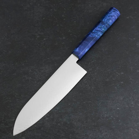 Santoku VG-10 Damast Blauer Birkenholz Griff 180mm-[Musashi]-[Japan-Küchenmesser]