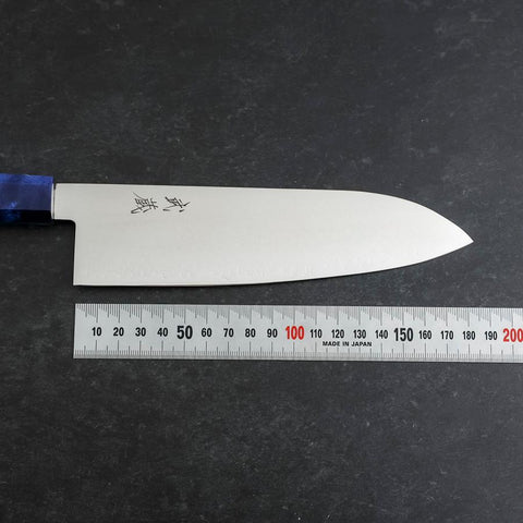 Santoku VG-10 Damast Blauer Birkenholz Griff 180mm-[Musashi]-[Japan-Küchenmesser]