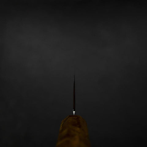 Santoku VG-10 Damast Braun-Gelber Birkenholz Griff 180mm-[Musashi]-[Japan-Küchenmesser]