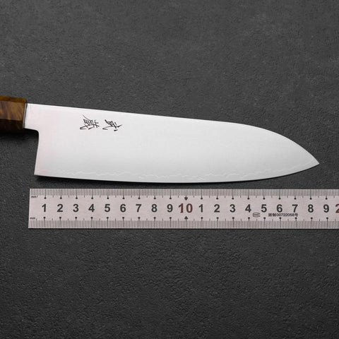 Santoku VG-10 Damast Braun-Gelber Birkenholz Griff 180mm-[Musashi]-[Japan-Küchenmesser]