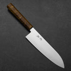 Santoku VG-10 Damast Braun-Gelber Birkenholz Griff 180mm-[Musashi]-[Japan-Küchenmesser]