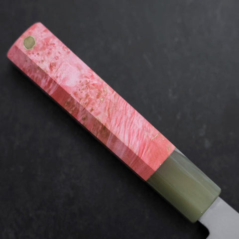 Santoku VG-10 Damast Büffelhorn und Ahorn Griff in Dunklem Rosa 180mm-[Musashi]-[Japan-Küchenmesser]