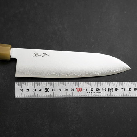 Santoku VG-10 Damast Büffelhorn und Ahorn Griff in Dunklem Rosa 180mm-[Musashi]-[Japan-Küchenmesser]
