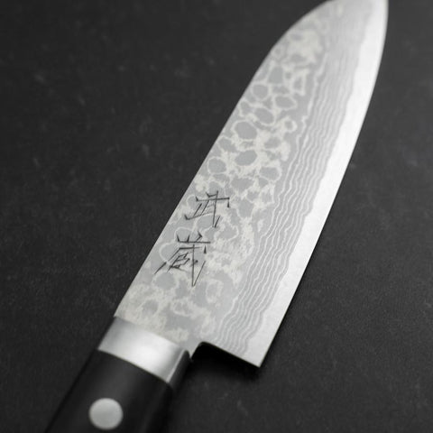 Santoku VG-10 Damast Dunkelblauer Westlicher Griff 135mm-[Musashi]-[Japan-Küchenmesser]