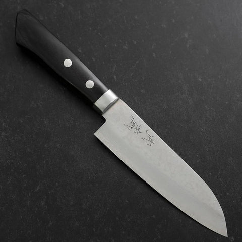 Santoku VG-10 Damast Dunkelblauer Westlicher Griff 135mm-[Musashi]-[Japan-Küchenmesser]