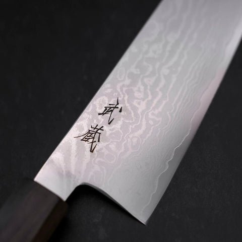 Santoku VG-10 Damast Eschenholz-Griff 165mm-[Musashi]-[Japan-Küchenmesser]