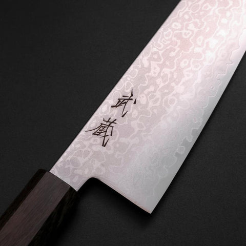 Santoku VG-10 Damast Eschenholz Griff 170mm-[Musashi]-[Japan-Küchenmesser]