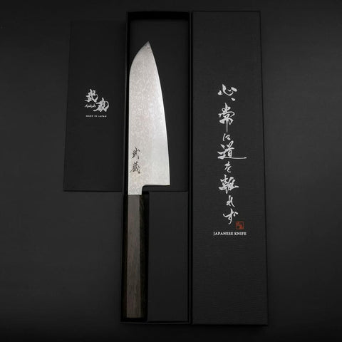 Santoku VG-10 Damast Eschenholz Griff 170mm-[Musashi]-[Japan-Küchenmesser]