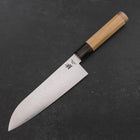 Santoku VG-10 Damast Magnolien Griff mit doppelter Büffelhorn-Kappe 180mm-[Musashi]-[Japan-Küchenmesser]