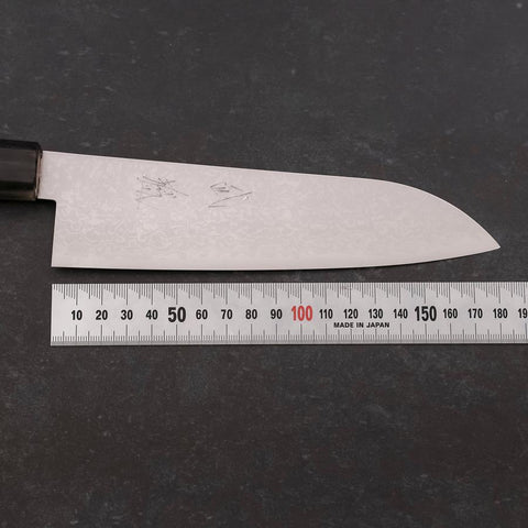 Santoku VG-10 Damast Magnolien Griff mit doppelter Büffelhorn-Kappe 180mm-[Musashi]-[Japan-Küchenmesser]