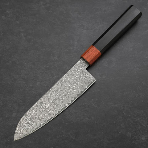 Santoku VG-10 Damast Rosen-Ebenholz Griff 165mm-[Musashi]-[Japan-Küchenmesser]
