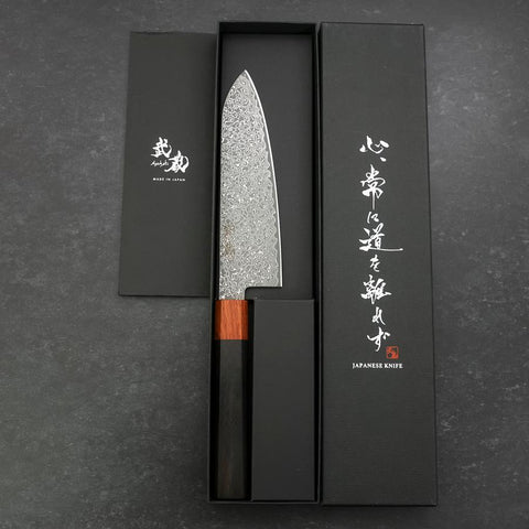 Santoku VG-10 Damast Rosen-Ebenholz Griff 165mm-[Musashi]-[Japan-Küchenmesser]