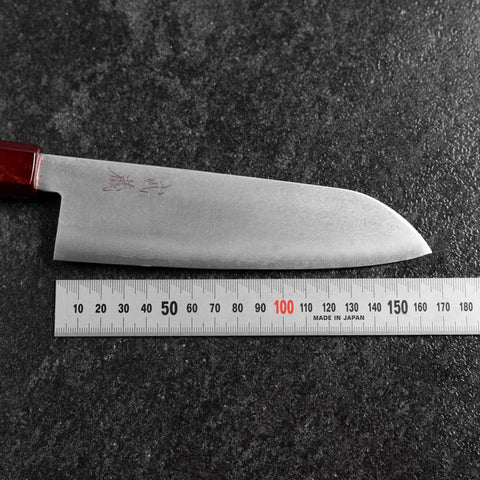 Santoku VG-10 Damast Roter Urushi Griff 165mm-[Musashi]-[Japan-Küchenmesser]