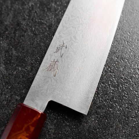 Santoku VG-10 Damast Roter Urushi Griff 165mm-[Musashi]-[Japan-Küchenmesser]