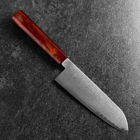 Santoku VG-10 Damast Roter Urushi Griff 165mm-[Musashi]-[Japan-Küchenmesser]