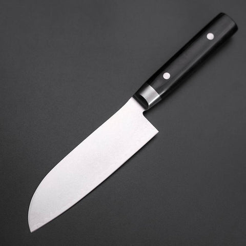 Santoku VG-10 Damast Runder Schwarzer Westlicher Griff 135mm-[Musashi]-[Japan-Küchenmesser]