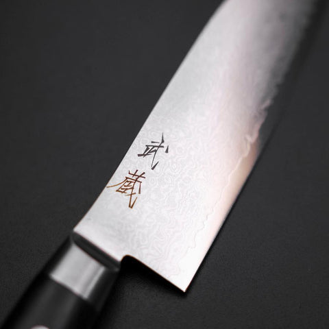 Santoku VG-10 Damast Runder Schwarzer Westlicher Griff 135mm-[Musashi]-[Japan-Küchenmesser]