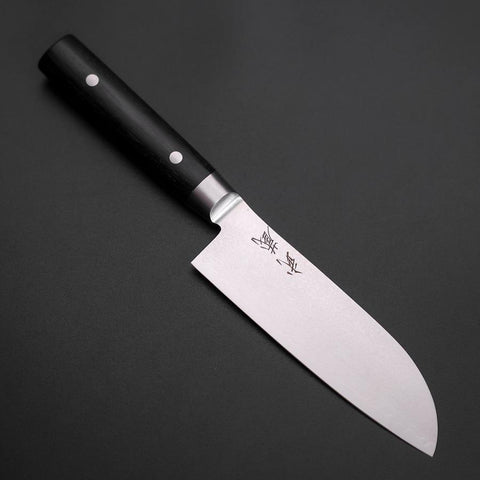 Santoku VG-10 Damast Runder Schwarzer Westlicher Griff 135mm-[Musashi]-[Japan-Küchenmesser]