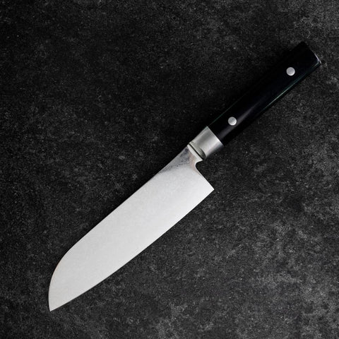 Santoku VG-10 Damast Runder Westlicher Griff 180mm-[Musashi]-[Japan-Küchenmesser]