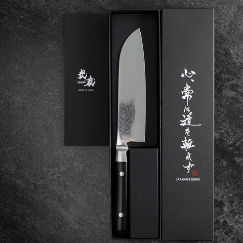 Santoku VG-10 Damast Runder Westlicher Griff 180mm-[Musashi]-[Japan-Küchenmesser]