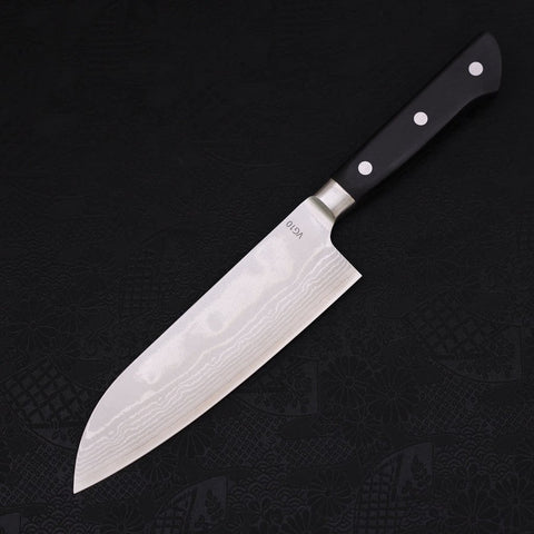 Santoku VG-10 Damast Schwarzer Westlicher Griff 170mm-[Musashi]-[Japan-Küchenmesser]