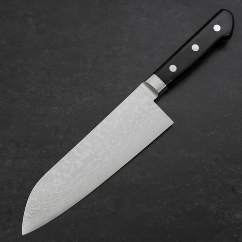 Santoku VG-10 Damast Schwarzer Westlicher Griff 170mm-[Musashi]-[Japan-Küchenmesser]