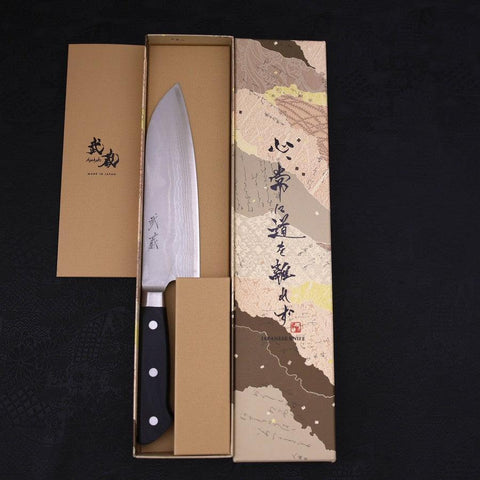 Santoku VG-10 Damast Schwarzer Westlicher Griff 170mm-[Musashi]-[Japan-Küchenmesser]