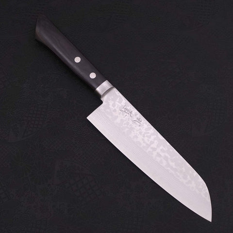 Santoku VG-10 Damast Schwarzer Westlicher Griff 170mm-[Musashi]-[Japan-Küchenmesser]
