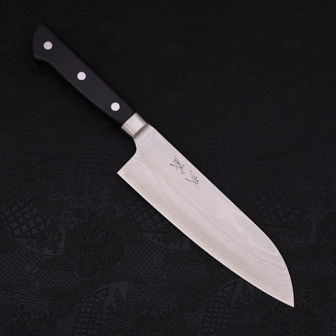 Santoku VG-10 Damast Schwarzer Westlicher Griff 170mm-[Musashi]-[Japan-Küchenmesser]