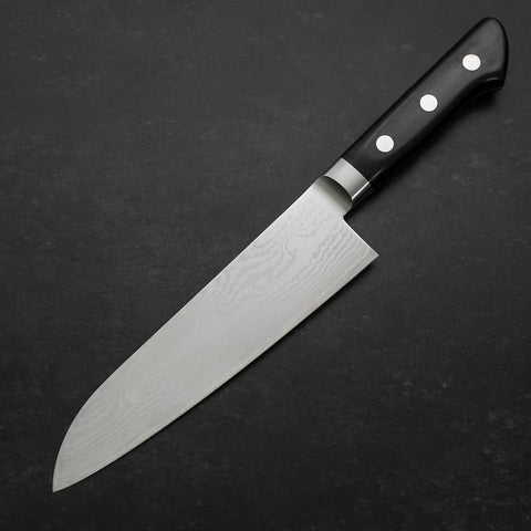 Santoku VG-10 Damast Schwarzer Westlicher Kirschholz Griff 175mm-[Musashi]-[Japan-Küchenmesser]