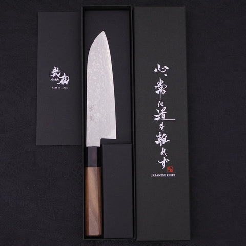 Santoku VG-10 Damast Walnussholz Griff 165mm-[Musashi]-[Japan-Küchenmesser]