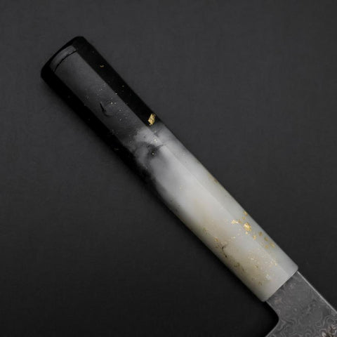 Santoku VG-10 Damast Weiß-Schwarzer Ozeanplastik Griff mit Blattgold 165mm-[Musashi]-[Japan-Küchenmesser]