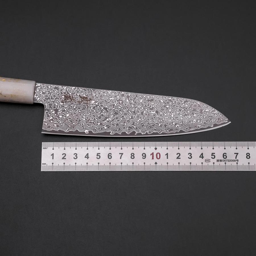 Santoku VG-10 Damast Weiß-Schwarzer Ozeanplastik Griff mit Blattgold 165mm-[Musashi]-[Japan-Küchenmesser]