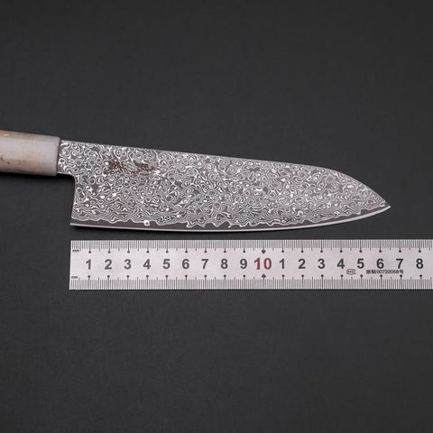 Santoku VG-10 Damast Weiß-Schwarzer Ozeanplastik Griff mit Blattgold 165mm-[Musashi]-[Japan-Küchenmesser]