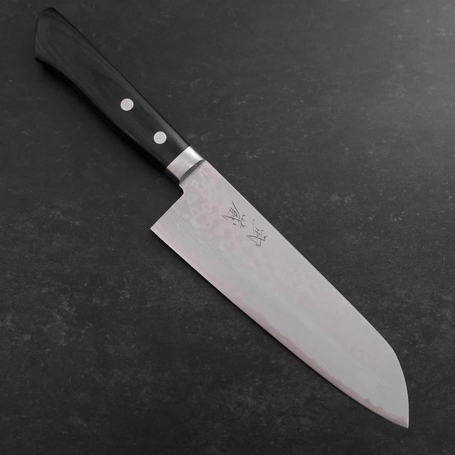Santoku VG-10 Damast Westlicher Schwarzer Griff 170mm-[Musashi]-[Japan-Küchenmesser]
