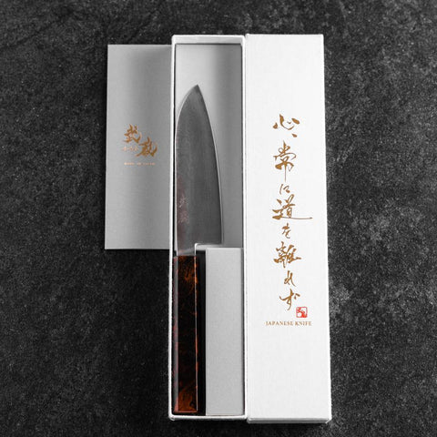 Santoku VG-10 Damast Yamanaka Roter Urushi Griff 130mm-[Musashi]-[Japan-Küchenmesser]
