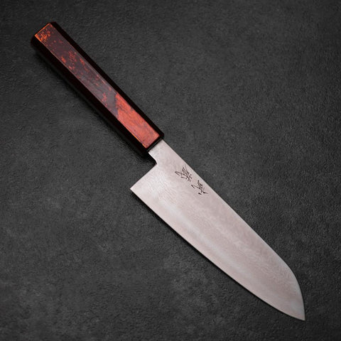 Santoku VG-10 Damast Yamanaka Schwarzer Urushi Griff 165mm-[Musashi]-[Japan-Küchenmesser]