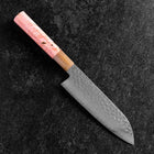 Santoku VG-10 Mirror Tsuchime Damascus Buffalo Dark Pink Maple Handle 170mm (6.7”)-[Musashi]-[Japan-Küchenmesser]