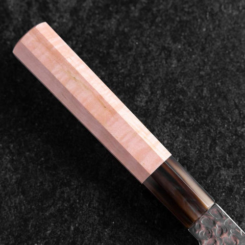 Santoku VG-10 Mirror Tsuchime Damascus Buffalo Light Pink Maple Handle 170mm (6.7”)-[Musashi]-[Japan-Küchenmesser]
