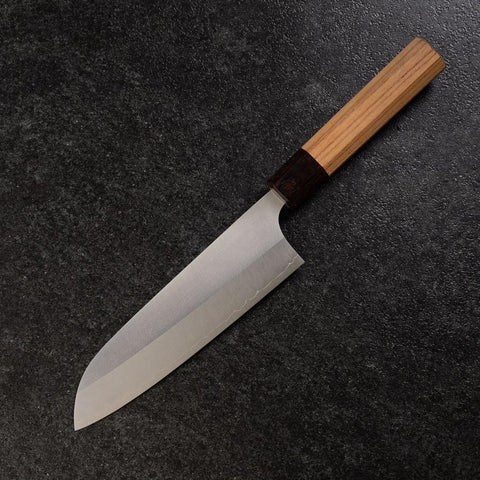 Santoku VG-10 Poliert Brauner Zelkove Griff 165mm-[Musashi]-[Japan-Küchenmesser]