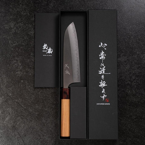 Santoku VG-10 Poliert Brauner Zelkove Griff 165mm-[Musashi]-[Japan-Küchenmesser]