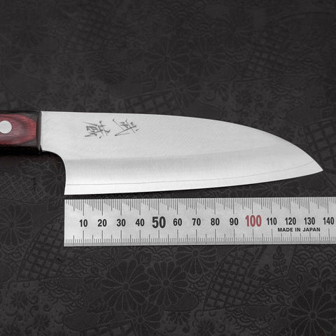 Santoku VG-10 Poliert Rot-Schwarzer Westlicher Griff 150mm-[Musashi]-[Japan-Küchenmesser]