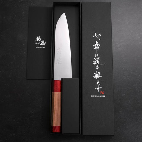 Santoku VG-10 Poliert Roter Walnussholz Griff 180mm-[Musashi]-[Japan-Küchenmesser]