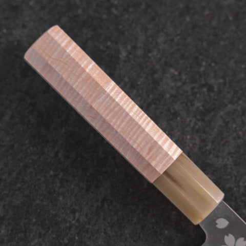 Santoku VG-10 Poliert Sakura Hell-Rosa Büffelhorn und Ahornholz Griff 175mm-[Musashi]-[Japan-Küchenmesser]