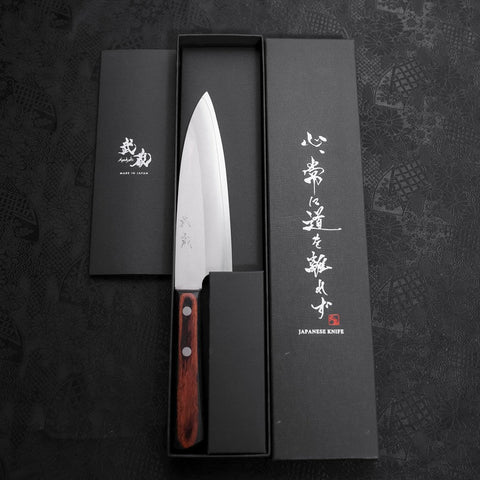 Santoku VG-10 Poliert Schwarz-Brauner Westlicher Griff 170mm-[Musashi]-[Japan-Küchenmesser]