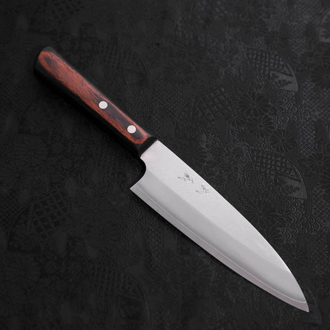 Santoku VG-10 Poliert Schwarz-Brauner Westlicher Griff 170mm-[Musashi]-[Japan-Küchenmesser]