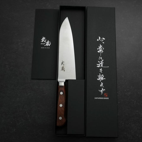 Santoku VG-10 Poliert Westlicher Mahagoni Griff 180mm-[Musashi]-[Japan-Küchenmesser]