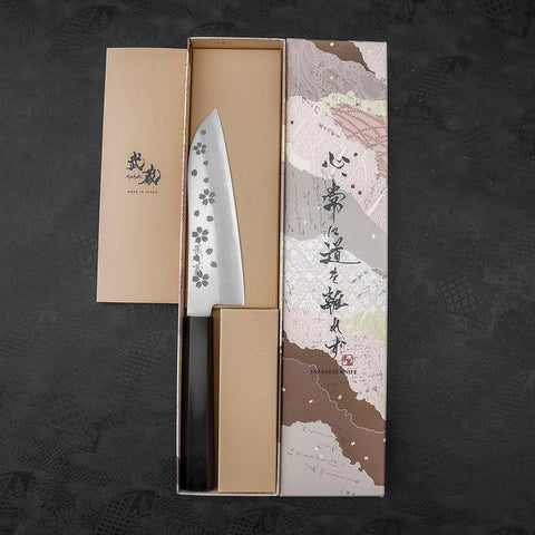 Santoku VG-10 Polished Sakura Ebony Handle 150mm (5.9”)-[Musashi]-[Japan-Küchenmesser]